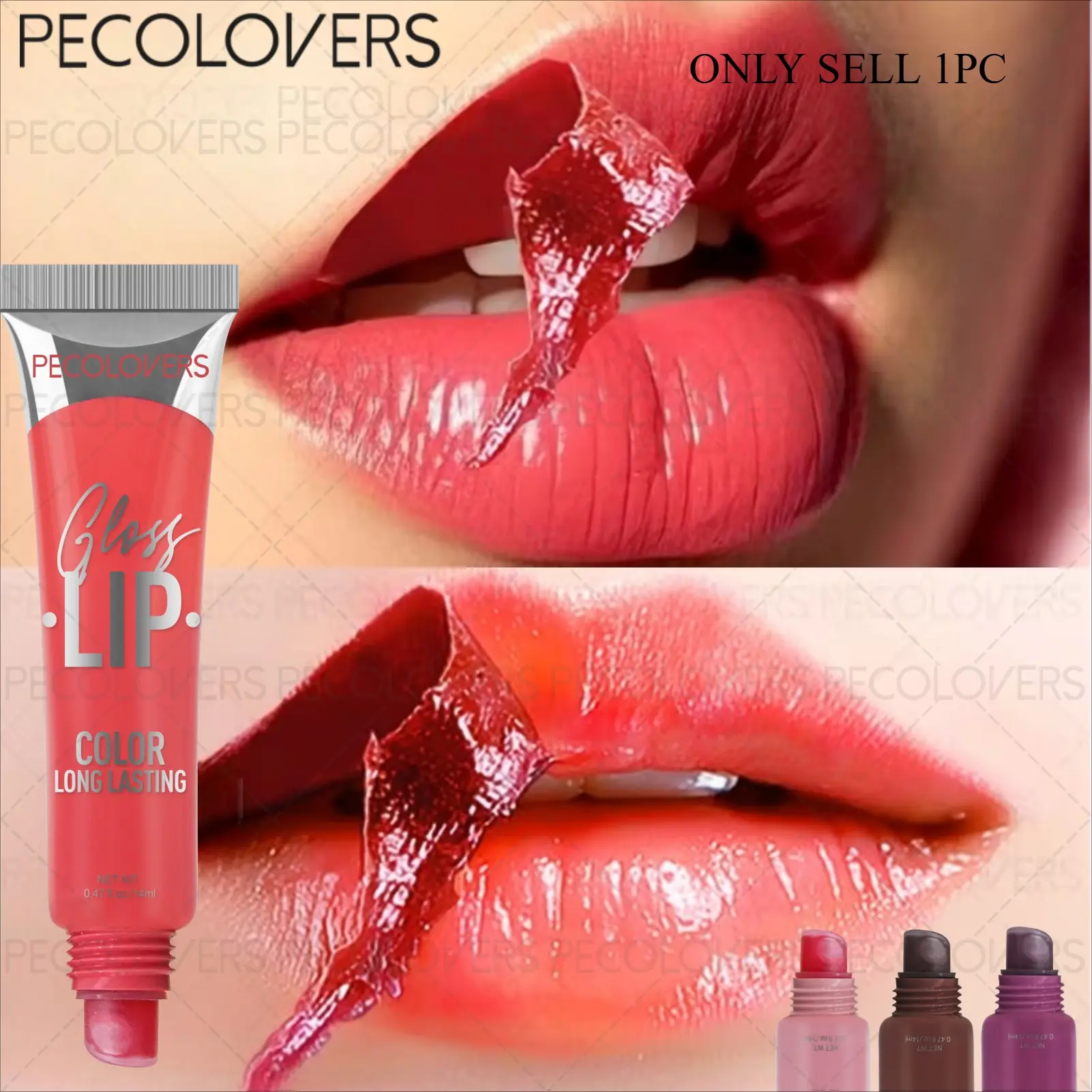 1 Pc Waterproof Peel Off Lip Tint, Long-Wear Glossy Lip Stain, Natural Lip Makeup For Daily Commute And Office Looks, Cherry Red And Rose Pink And Nude, Lip Beauty Essential