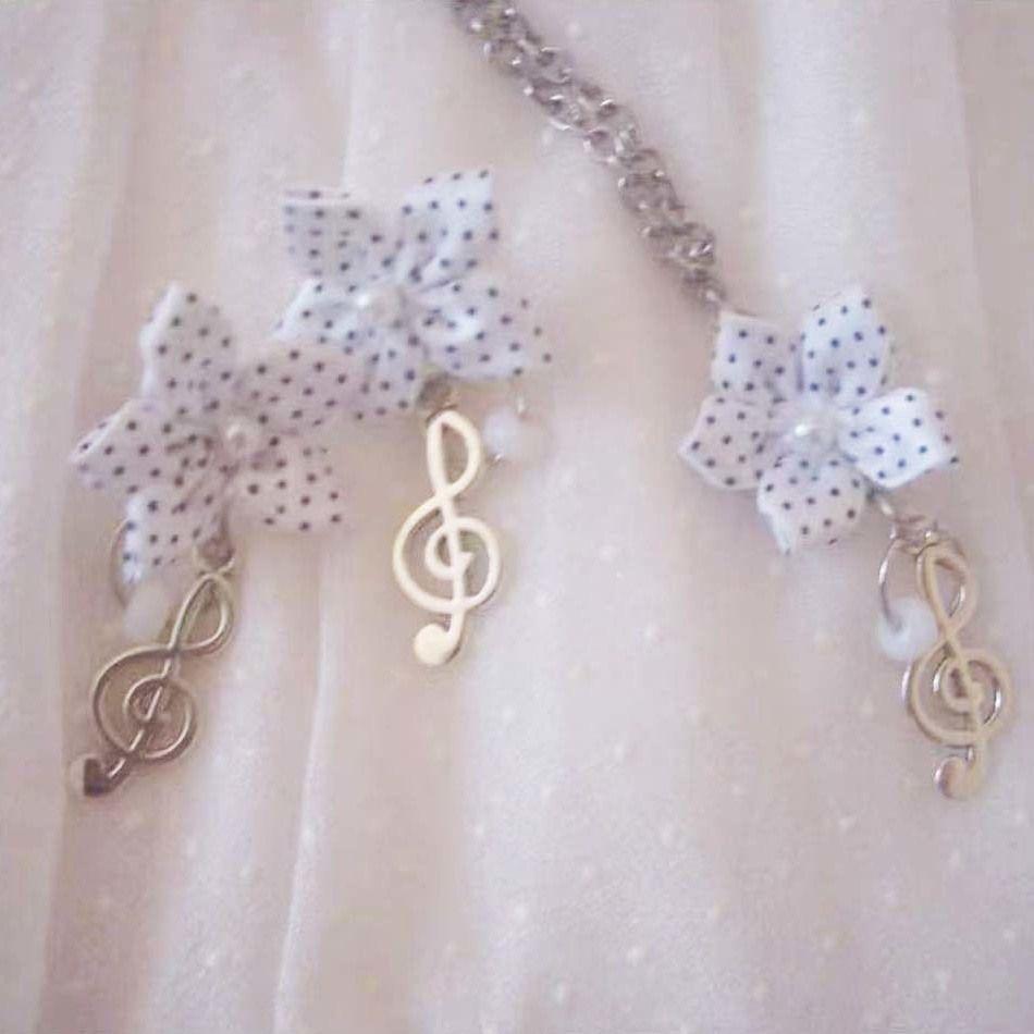 Cute Coquette Vintage Polka Dot Flower Treble Clef Earrings Sweet Aesthetic Daily Jewelry For Girls Perfect For Various Occasions