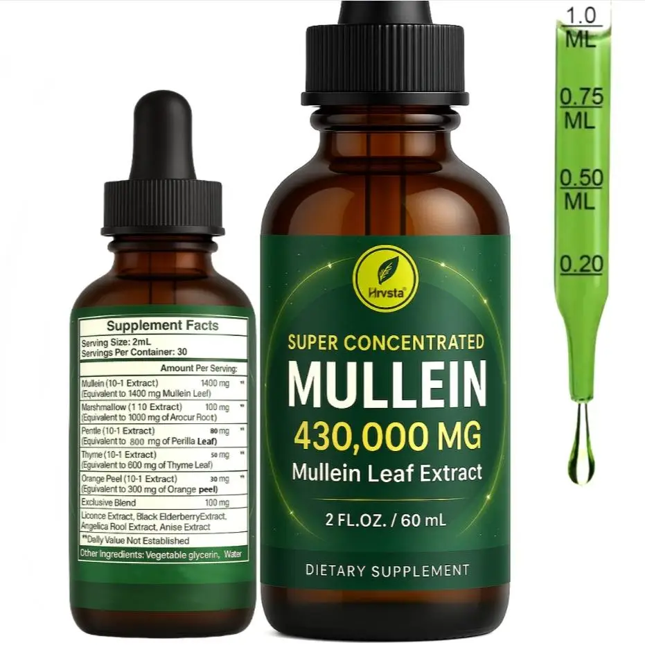 Mullein Leaf Herbal Drops for Lungs-Mullein LeafExtract&Marshmallow Root&Detox-lmmuneSupport Supplement, Healthcare Vitamin EdibleFitness Dietary