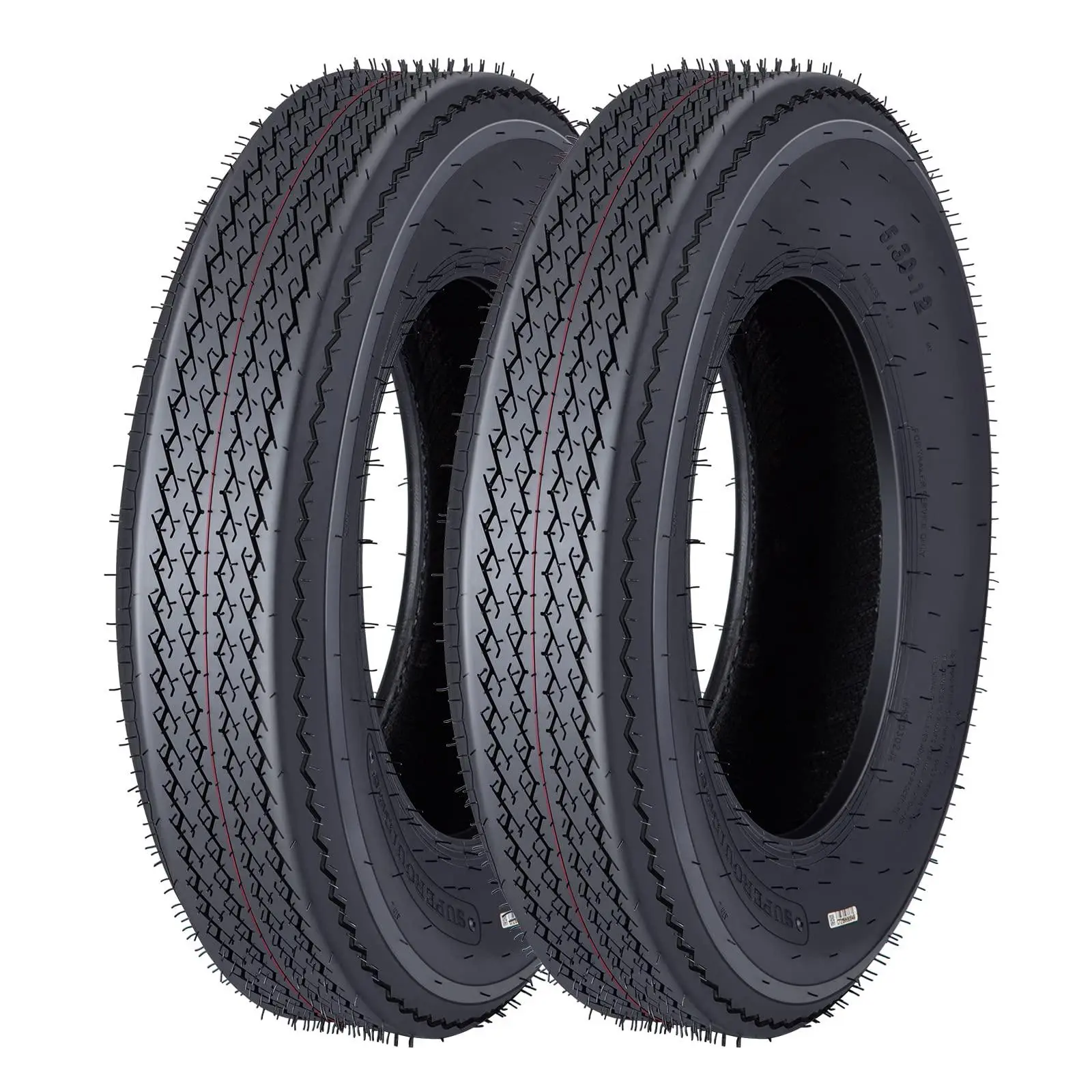 Set of 2 5.30-12 Trailer Tires - 6PR Load Range c, Fuel-Saving Tire Design for Travel, Camper, Landscape, Cargo