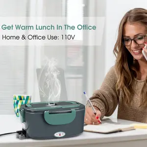 Electric Lunch Box Food Warmer, 60w Adult Heated Lunch Box, 12V 24V 110V Portable Food Warmer Lunch Box for Car Truck Work, 1.5 Liter Stainless Steel Forks and Spoons, Truck Driver/Truck Driver Gift