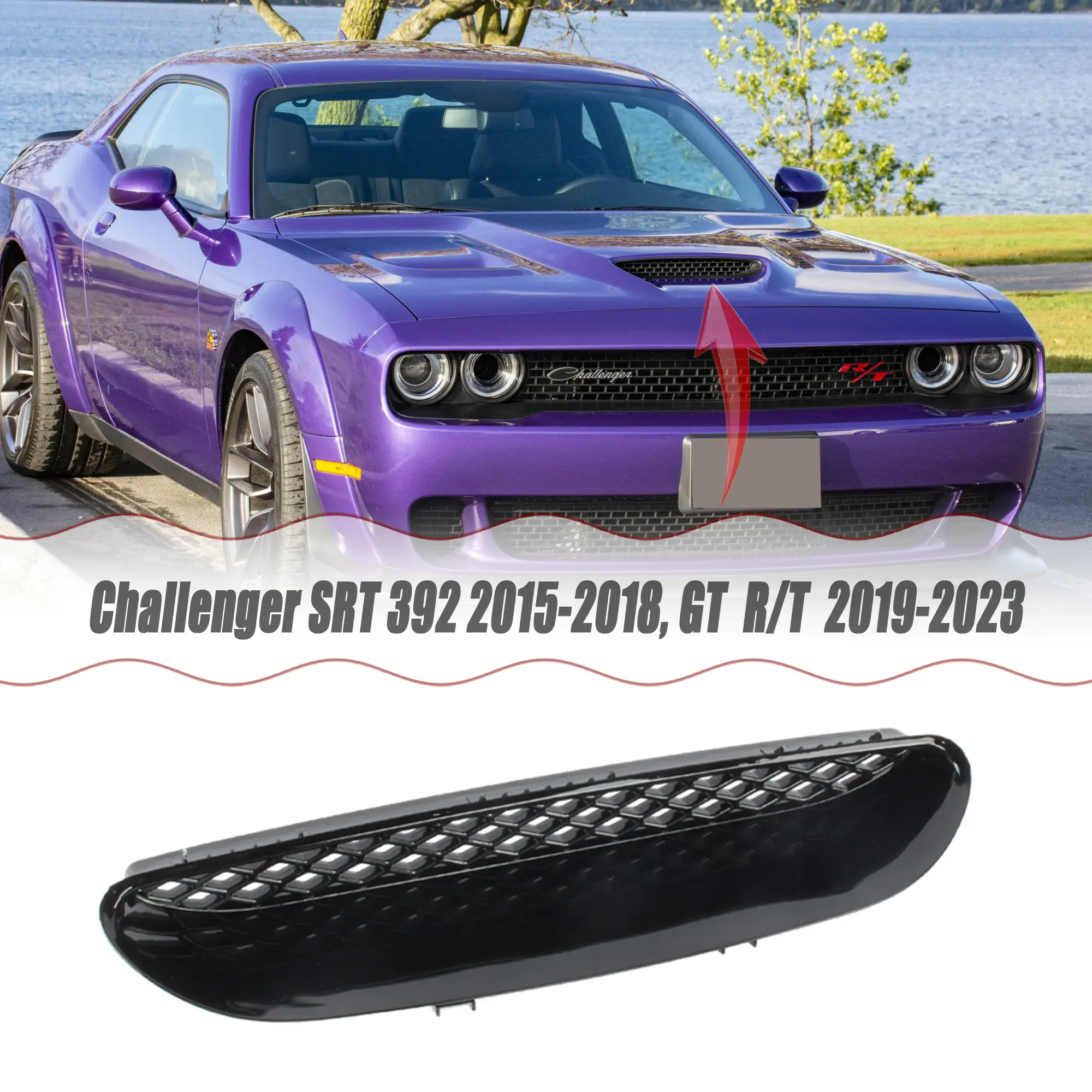 MUTUSAISI Center Hood Bezel Grill Scoop Grille For Dodge Challenger 2015-2021 Replacement Accessories