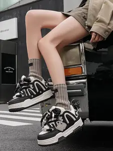 Q-AND Women's New Original Sporty Casual Board Shoes, Thick Sole Height Increase, Versatile Bread Shoes, Trendy and Comfortable