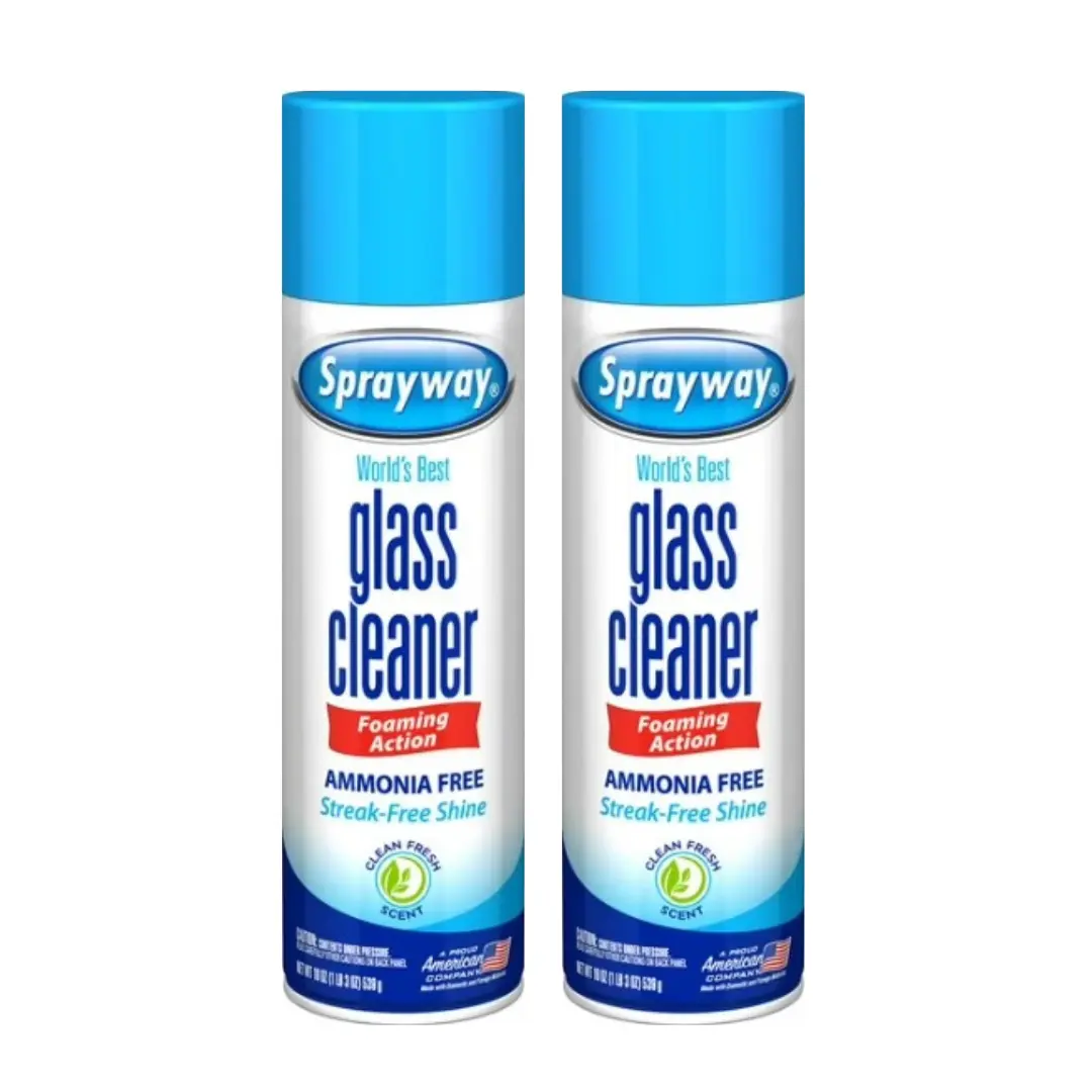 Sprayway Scented Household Glass Cleaner, 2-Pack 19oz Ammonia-Free Foaming Spray for Windows/Mirrors, Streak-Free Cleaning, Heavy-Duty Foam Action, Dripless Dry, No Rinsing, Removes Dirt, Grease, Grime, Fresh Cleaning Formula