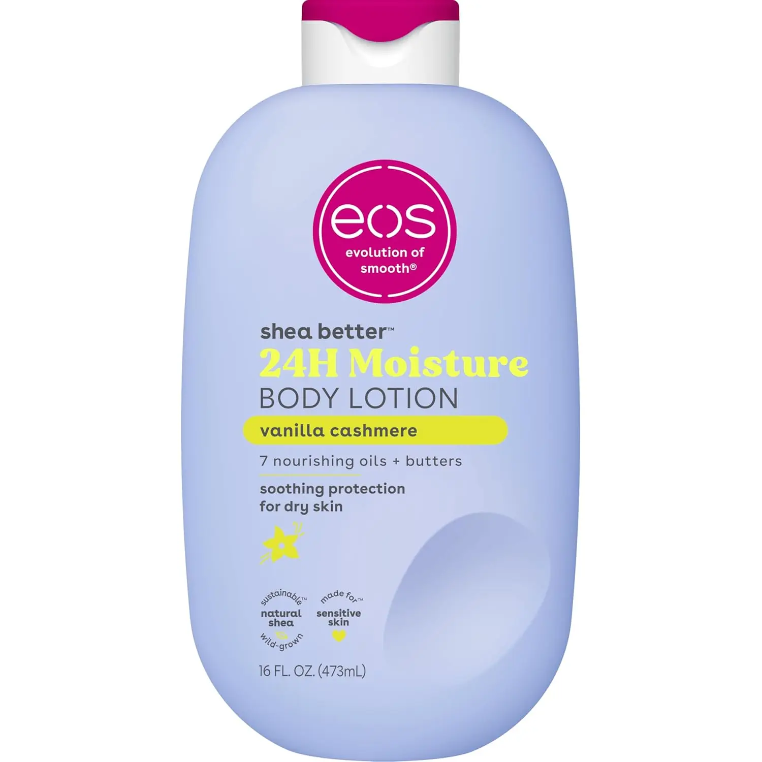 HOT SALE!! eos Shea Better Body Lotion Vanilla Cashmere, 24-Hour Moisture Skin Care, Lightweight & Non-Greasy, Natural Shea, Vegan, Vanilla Body Lotion, 16 fl oz