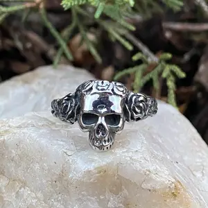 Flower Crown Skull Ring