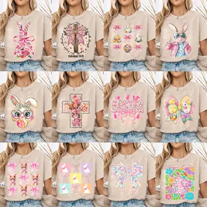 Happy Easter Bundle Shirt, Easter Shirt Bundle, Retro Easter Shirt, Easter Bunny Shirt, Easter Coquette Shirt, Floral Spring Shirt, Brushstroke Easter - LORA ATCHER