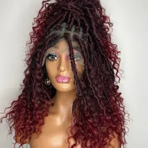 Twist Braided Wigs Knotless Synthetic Full Lace Wigs Crochet Dreadlocks Wig with Curly Hair