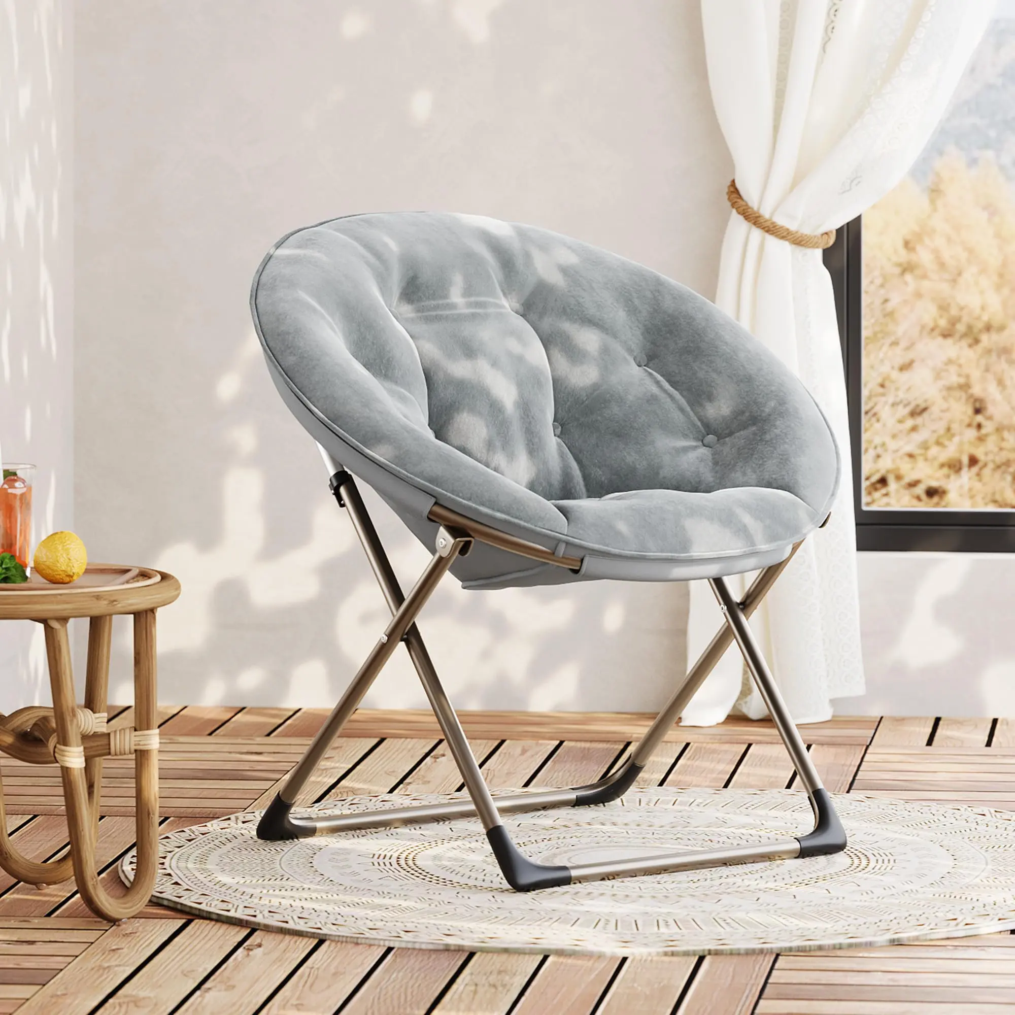 Garvee Modern Armless Lightweight Floor Saucer Chair - Cotton Padded, Foldable Indoor Accent Seat for Small Spaces, Bedrooms - Stylish, Space-Saving Single Chair, Floor Chairs