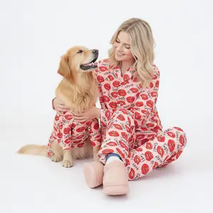 Matching Dog and Owner Pajamas, Ultra Soft Stretchable PJ Onesie, Lip Heart Pattern Design, Suitable for Small/medium/large Dogs & Humans, Sizes S-6xl