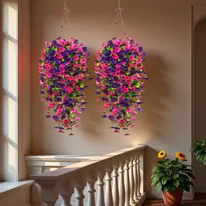 Realistic Artificial Hanging Vine Flowers, Fake Hanging Plants, UV Resistant Dual Color, All-Season Decor for Home & Garden, Perfect for Holidays
