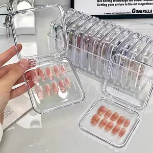Artificial Nail Display Storage Box, Transparent Nail Packaging Box, Multi Compartment, Countertop Storage Container, Suitable for Beauty Salons and Home Use, Aggreko Material