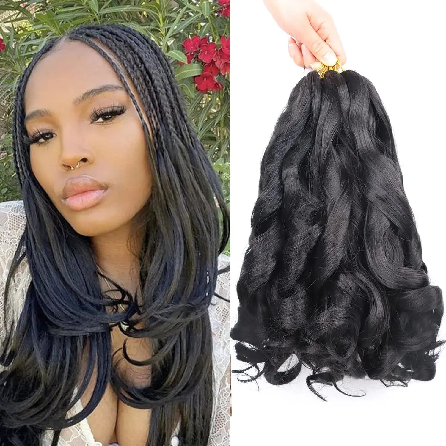 French Curly Braiding Hair 8 Packs Curly Braiding Hair Pre Stretched French Curls Braiding Hair French Curl Crochet Braids Spiral Curl Braiding Hair Extensions