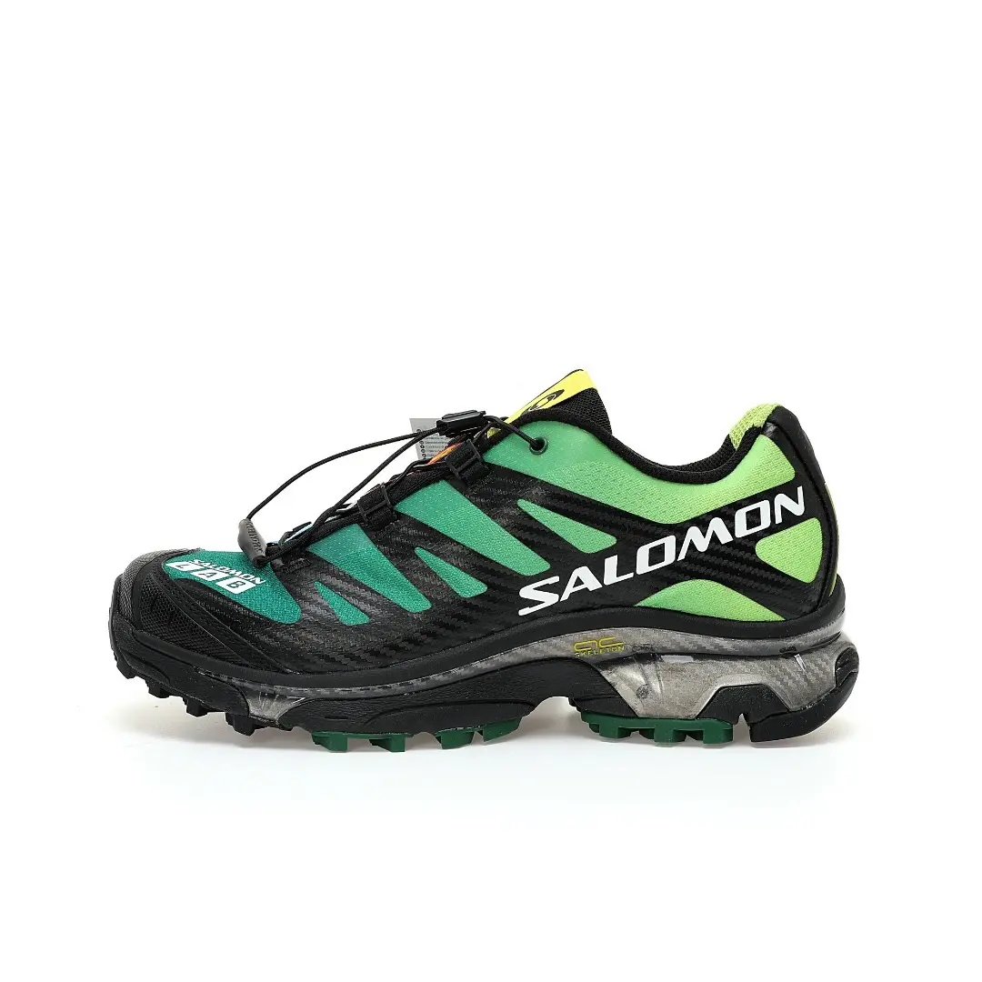 Men's Professional Outdoor Trail Running Shoes Black Green Gradient Lightweight Breathable Hiking Sneakers Quick Lace-up System Anti-slip Durable Outsole Complex Terrain Grip Trekking Athletic Shoes Comfortable Cushioning Long Distance Crossing Footwear