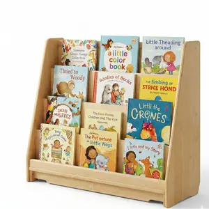 Wooden Classroom Bookshelf 4 Tier Front Facing Display 32 H x 36.5 W x 14.5 D Ideal for Educational Settings