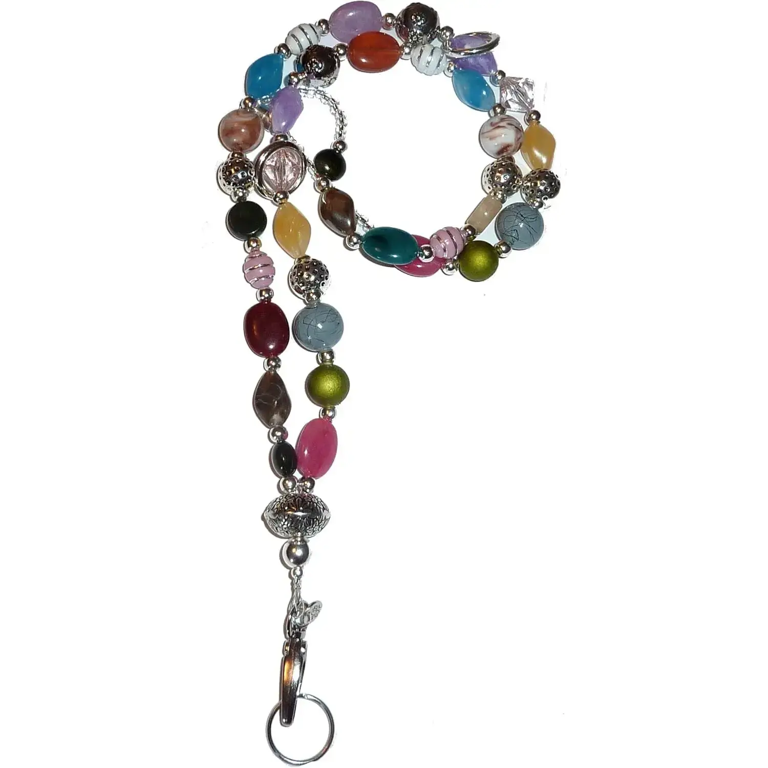 Women's Hand Beaded Chunky Colorful Lanyard - 34in Fashion Statement ID Card Badge Holder, Multiple Styles (40+), Made in USA, Key Keychain for Teachers (Computers & Office Identification Supplies), Name Tag Lanyards