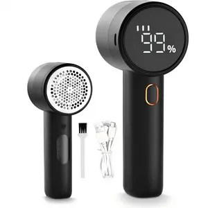 Fabric Shaver Lint Remover Rechargeable Electric Sweater Defuzzer with 3 Speeds 6-Blade Cutter LED Display for Clothes Couch & Blankets