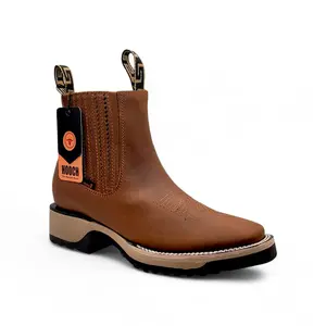 Men's Tan Crazy Leather Western Boots - Handmade Mexico H42D2631