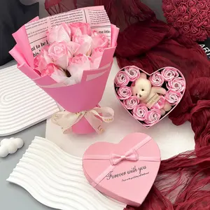 Artificial Rose Gift Box Set, 1 Set Romantic Letter Packaging Artificial Rose Bouquet & Bear Doll, Graduation Season, Wedding Season Gift, wedding favors, Party Supplies, Decor