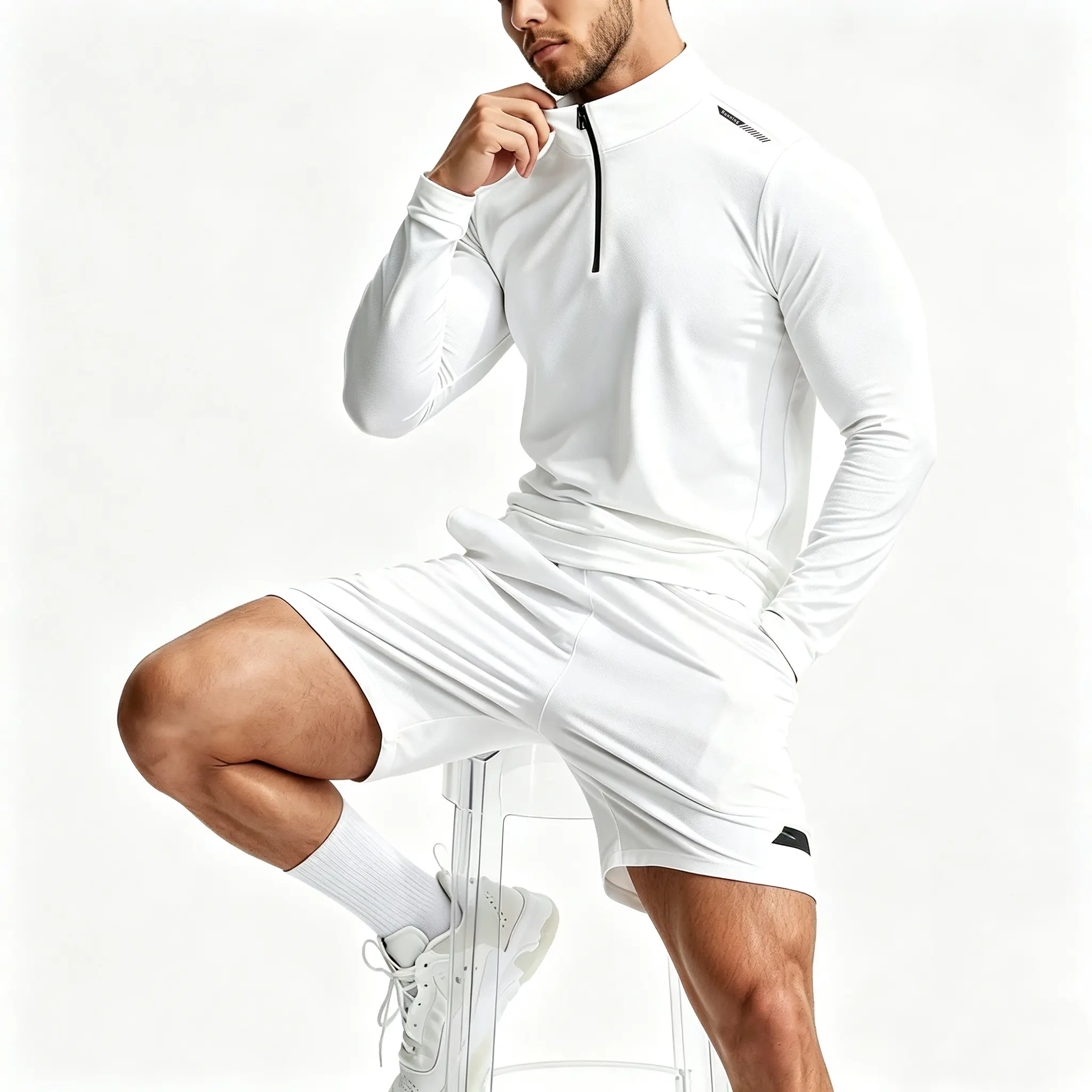 Acti Log Men's Casual Sports Printed Zip Jacket,Autumn Athleisure Gym Athletic Half Zipper …High Neck Long Sleeved Quick Drying Fitness Jacket,Lightweigh Wicking Slim T-Shirt Shape Moisture turtleneck