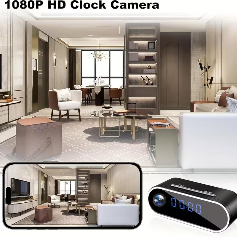 Mother's Day Gift:WiFi Security Camera - Wireless Camera Clock with 64GB Card, Night Vision, Motion Detection, Loop Recording, 2.4GHz WiFi Connection, Lithium Battery Powered, Remote Live Viewing, Ideal for Home, Office, Warehouse Monitoring