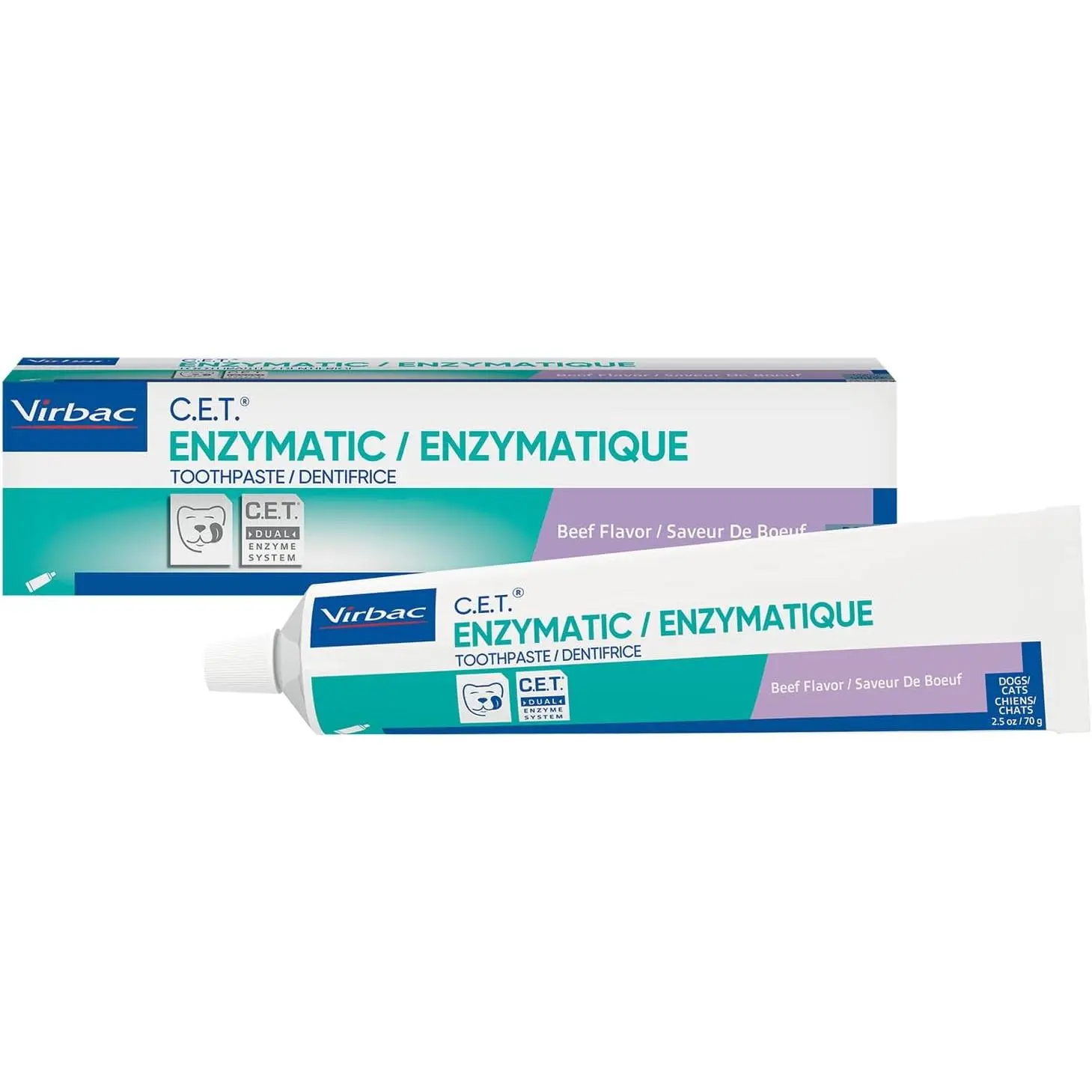 Virbac C.E.T.® Enzymatic Toothpaste| Tartar & Plaque Control for Fresh Breath | Pet Dental Care Toothpaste |Beef Flavor, 2.5 oz