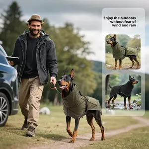 Waterproof Windproof Polyester Dog Outdoor Jacket - Fleece Lined Multi-Size Pet Coat for Large Dogs