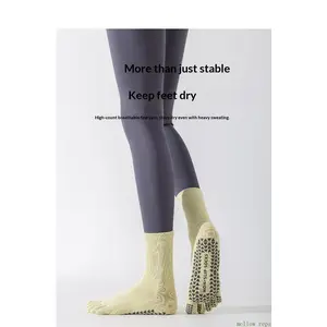 Perfect Grip! Five Toe Pilates Socks for Reformer - Non-Slip Yoga Socks for Women - 100% Soft Cotton & Breathable