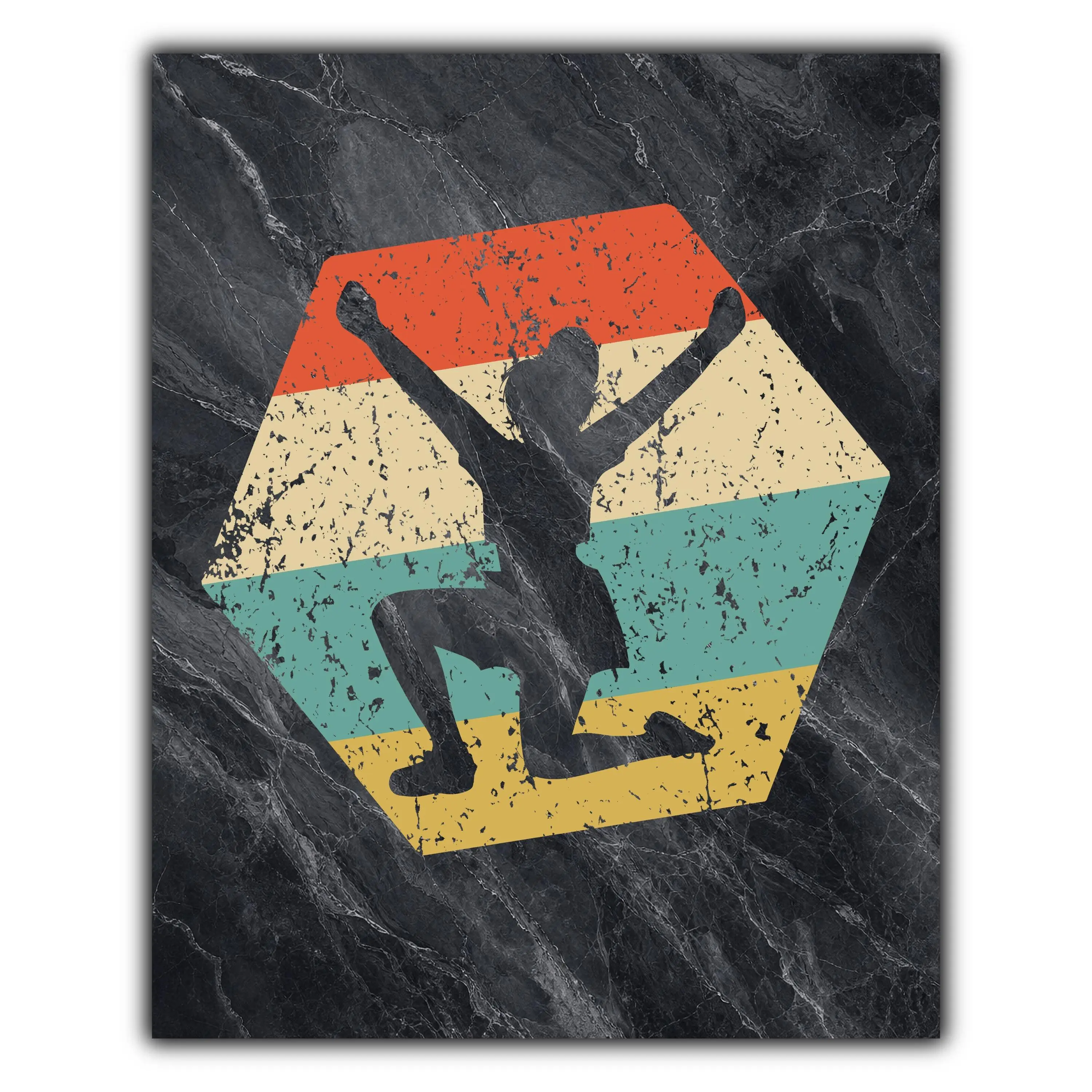 Cheerleader Retro Distressed Hexagon Cheerleading Marble Print 8"x10" Wall Art Print