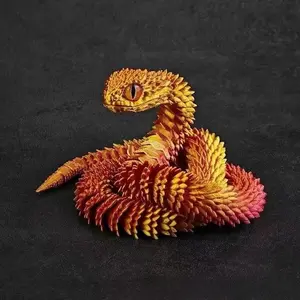 3D Printed Viper Snake Night Light - Articulated Joints, Fully Movable 3D Animal Statue, Collectible Home Decoration, Room Decorations, Ornaments Gift