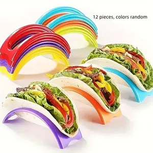 12 Piece Colorful Cornbread Clips, Plastic Tray, Wave Roll Support, Taco Tower Holder, Food Clip, Party Supplies, Kitchen Utensils