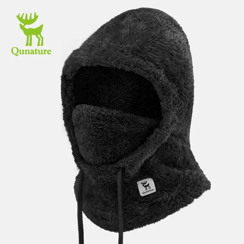 Unisex Windproof Double-Sided Fleece Full Face Ski Mask Headgear - Adjustable Snug Drawstring, Loose Hood, High-Energy Heat Retention, Ski Helmet Compatible, Outdoor Winter Sports & Outdoor Hats, Full Face Ski Mask Sports & Outdoor Hats