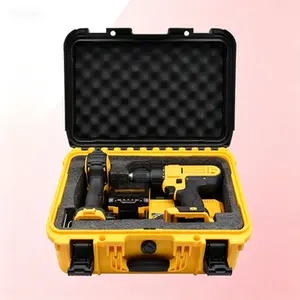 Hard Protective Case with Custom Foam Insert, Durable Storage Box for Cordless Drill and Impact Driver, Fits 20V MAX Tools Battery & Charger, Secure Organizer with Foam for Power Tools, Heavy Duty Carrying Case for Equipment Accessories