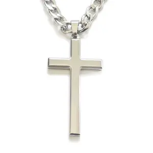 Men’s Stainless Steel Cross Necklace – Minimalist Silver Pendant & 58cm Chain, Everyday Wear Jewelry & Accessories for Men,  Men’s Valentine’s Gifts 2026 Large chrstianity