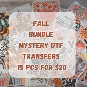 15-Piece Fall DTF Mystery Bundle – A Surprise Mix of cooler weather , Whimsical & Fun Transfers | Adult & Youth Sizes | Great for Shirts, Totes & Seasonal Projects