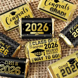 5sheets/30pcs Class of 2026 Graduation Mini Candy Bar Wrapper Stickers, Congrats Grad Chocolate Candy Bar Labels Stickers, Party Favor, Graduation Party Decoration, No Candy, Congratulations, Inspire, Success