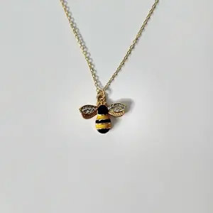 #379 Bee with Rhinestone Wings 16 inch with 2 inch extender Necklace, Casual, Spring, Summer, Insect, Animal, Alloy