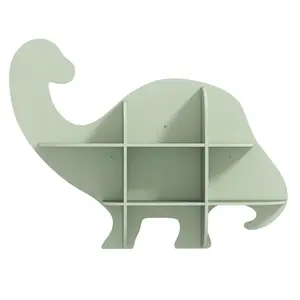 COSTWAY - 2-Tier Floating Dinosaur Kids Bookshelf for Children-Green