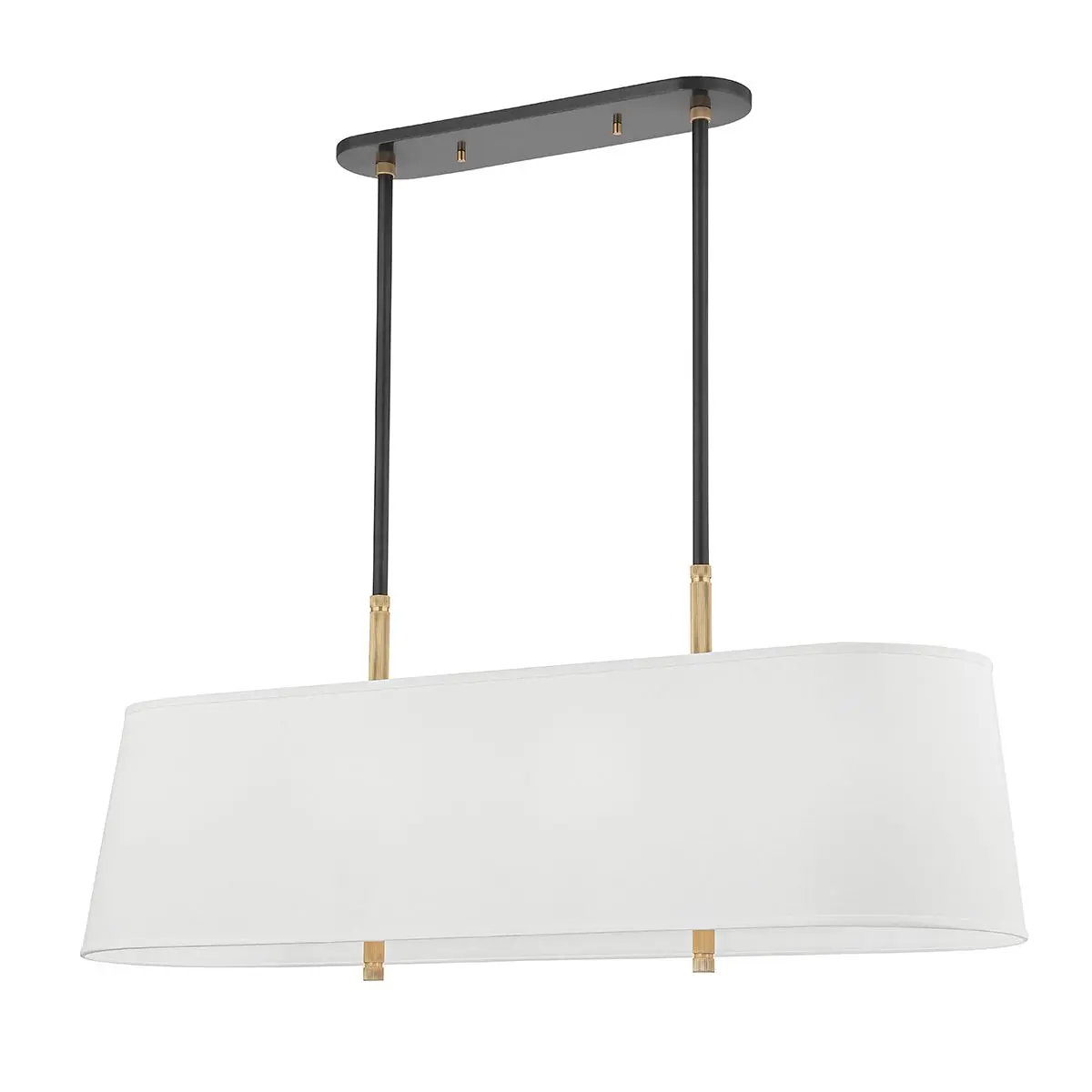 Bowery Linear Chandelier - Modern Aged Old Bronze Finish with White Linen Shade