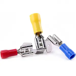 100 count Piggyback Spade Connectors 24-10 Gauge 1/4" Female and Male Quick Splice Disconnect Electrical Crimp Terminals Connector Assortment Set