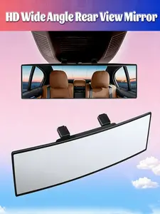 11.81 Inch Panoramic Convex Real View Mirror, Clip-On Wide Angle for Cars Suvs Trucks, Reduces Blind Spot, Clear Visibility, HD Rearview Safety Vehicle