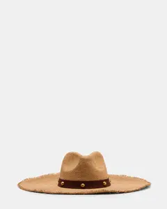 BOHO GLAM STUDS STRAW HAT TAN