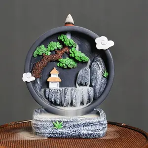 Creative Resin Rockery Landscape Decoration, Backflow Incense Burner, Home Tabletop Decor, Home Fragrance Holder for Living Room Bedroom Office, Scent, Aroma
