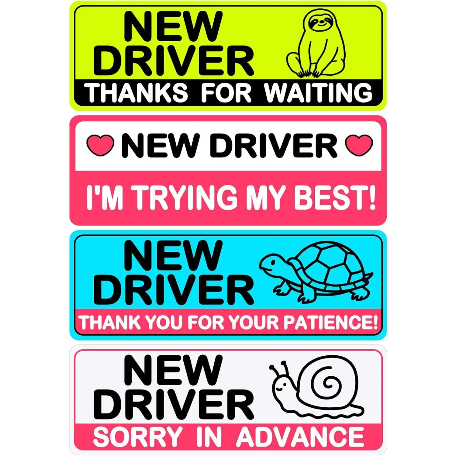 4Pcs Student Safety Warning Reflective Magnetic Stickers, Removable Lovely Student Driver Sticker Magnet Supplies for Car, Keep Your Distance Safety Sign Suitable for Novice Drivers & Students