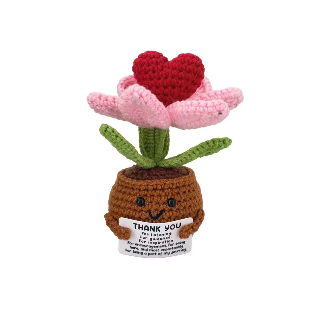 Handmade Craft Extra Soft Fluffy Amigurumi Crochet Emotional Support Plant - 15cm x 6cm Mini Yarn Flower Pot, Soft Adorable Stuffed Desk Floral Decor, Mother's Day Gift (Girly Home Supplies Accessory, Back to School Item)