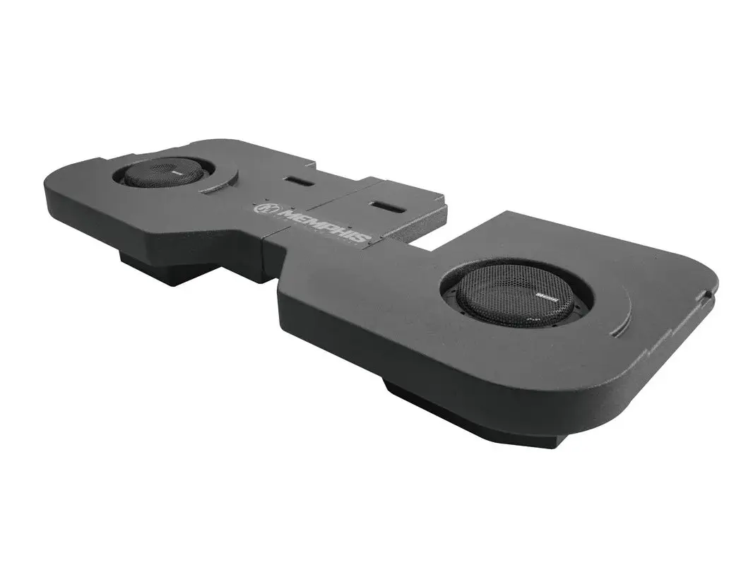 Memphis MJMERAM8D1V3 Precision-Engineered Enclosure with Dual 8″ MOJO Mini Subwoofers for Ram's Cabin Bass Performance