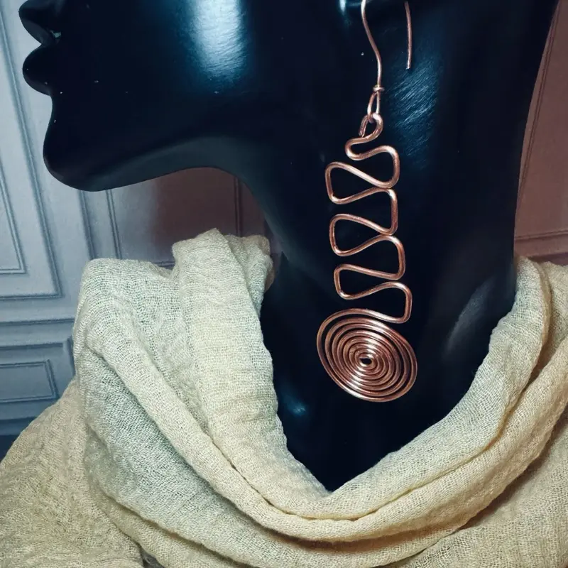 Handmade Pure Copper Wire Earrings - Unique Hoops & Drop Designs - Lightweight & Comfortable - High-Quality Materials - One-of-a-Kind Accessory