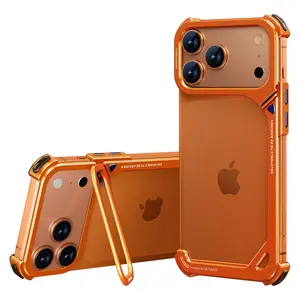 OATSBASF 9 Case for iPhone 17 Pro/17 Pro Max Metal Case, Lightweight Aluminum Frameless Backless Design, MagSafe Compatible, Anti-Drop Edge Protection, Minimalist Slim Phone Bumper Cover