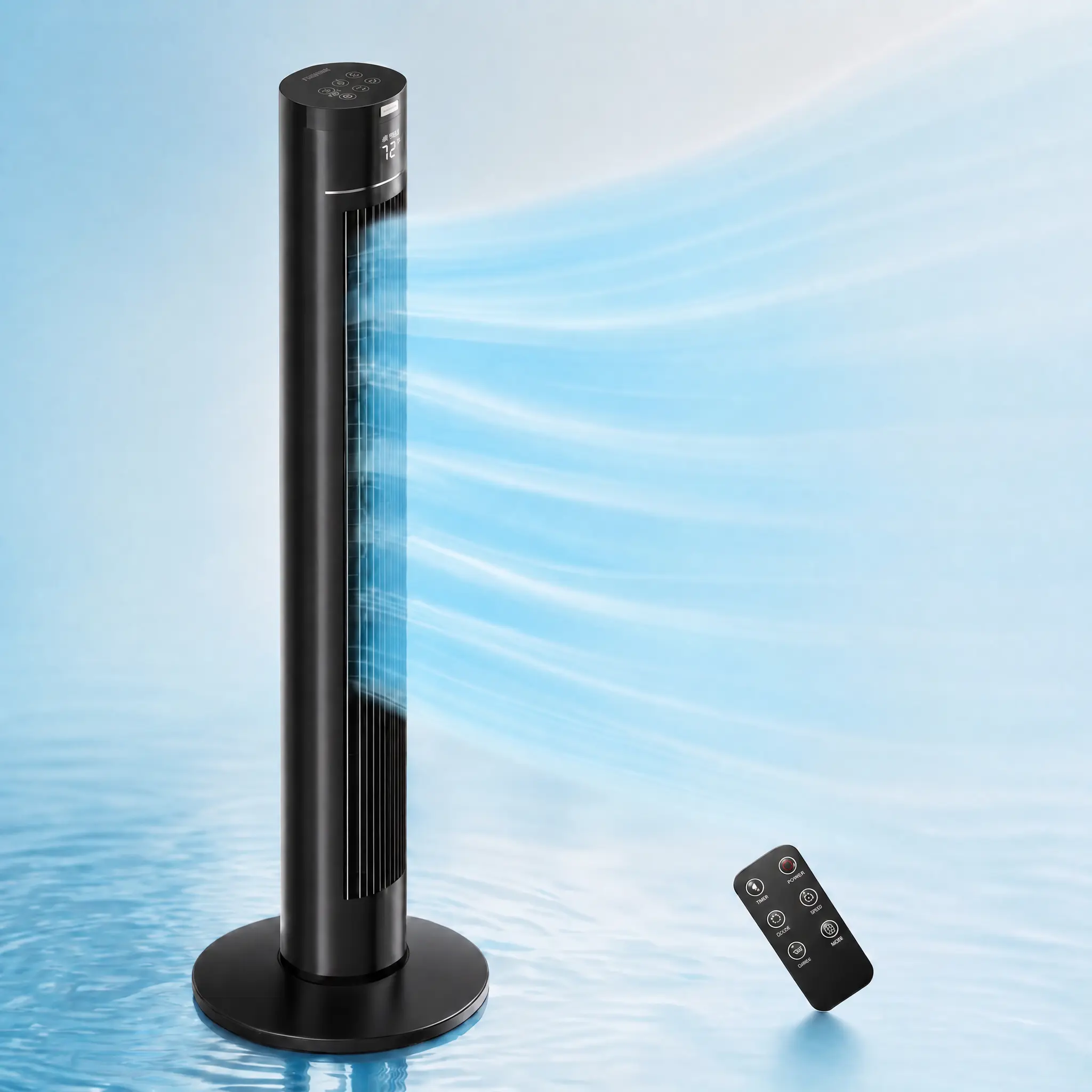 Zafro Tower Fan Portable Floor Fans 85°Oscillating Fan 43'' Quiet Cooling 12H Timer Remote Control Standing Bladeless Electric 3 Speeds Wind 3 Modes Bedroom Office