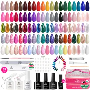 Beetles Gel Nail Polish Set, 100 Colors 5ML All Season Red Brown Green Black Gel Polish with Base Top Coat Soak off UV Gel for Manicure Lovers DIY at Home Gifts for Women